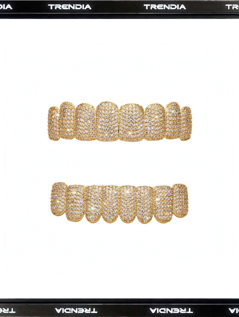 Trendia Gold Crystal Pavé Grillz Set - Gold